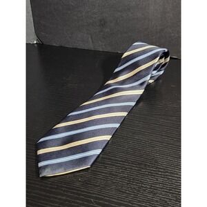 Adams Row Striped Necktie Silk‎ Blue Tan Light Blue Classic Made in Italy